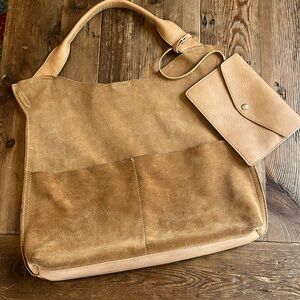 Sole/ Society Camel Suede Boho Slouchy Bag